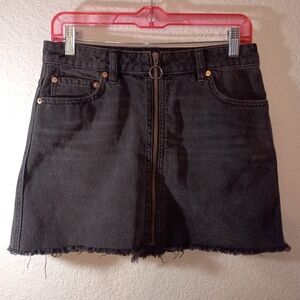 Free People We the Free Black Denim Mini Skirt with Raw Hem sz 27